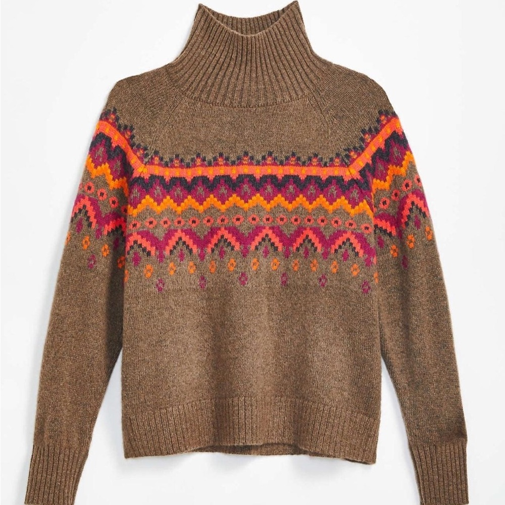 Lou & Grey for Loft wool blend Fair Isle turtleneck sweater